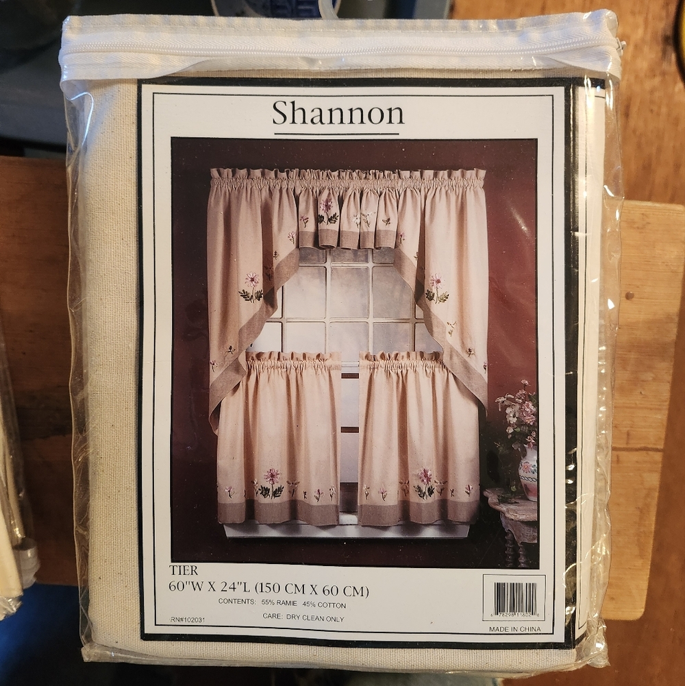 SHAN Embroidered Floral Curtain Tier